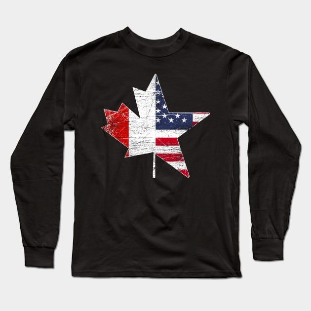 Maple Leaf Canadian USA Flag Long Sleeve T-Shirt by ShirtsShirtsndmoreShirts